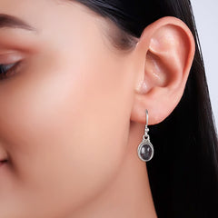 Fusionari 925 Sterling Silver Earrings with Garnet | Handmade Minimalist Jewelry | Elegant Timeless Design | Size 2.5x8 cm | One Pair