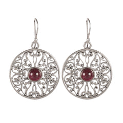925 Sterling Silver Garnet Earrings for Women | Deep Red Gemstone January Birthstone
