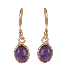 925 Sterling Silver Gold Plated Amethyst Earrings for Women | Natural Gemstone Jewelry | Handcrafted Elegant Gift