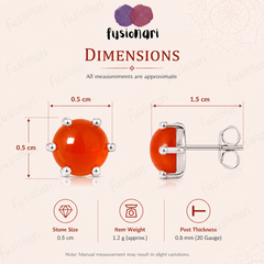 925 Silver Carnelian Stud Earrings  for women