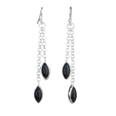 Fusionari 925 Sterling Silver Black Onyx Earrings for Women | Bold Statement Gemstone Earrings | Party Wear Jewelry