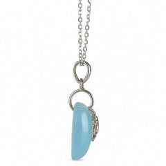 925 Sterling Silver Blue Chalcedony Gemstone Crab Pendant