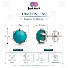 925 Silver Turquoise Gemstone Sterling Silver Eartops  Elegant Design