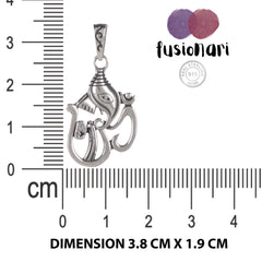 Fusionari 925 Sterling Silver Ganesh Pendant Necklace for Women with 18" Chain | Handmade Minimalist Jewelry | Elegant Sparkling Design | Size 3.8x1.9 cm |
