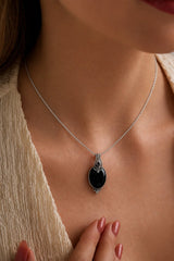 925 Sterling Silver Black Onyx Pendant for Women | Gemstone Pendant | Handmade Silver Jewelry | Elegant Daily Wear Gift