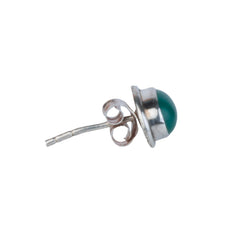 925 Sterling Silver Green Onyx Stud Eartops for Women | Handmade Gemstone Earrings | Elegant Daily Wear Silver Jewelry