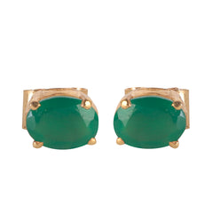 925 Sterling Silver Gold Emerald Gold Plated Stud Eartop for Women | 2.5 Micron Gold Plated Jewelry | Elegant Gift