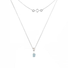 925 Sterling Silver Uncut Blue Apatite Pendant with 18" Chain for Women | Natural Raw Gemstone Handmade Jewelry