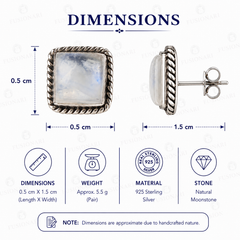 925 Sterling Silver Moonstone Eartops for Women | Handcrafted White Gemstone Jewelry |