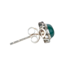925 Sterling Silver Green Onyx Eartops for Women |  Gemstone Stud Earrings | Minimalist Silver Jewelry Gift