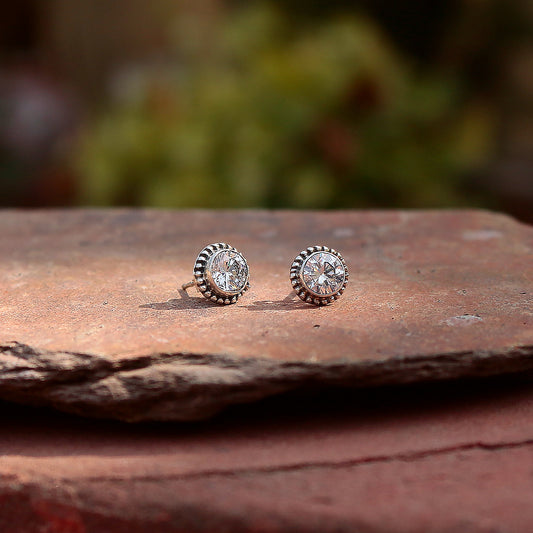 925 Sterling Silver AD Zircon Eartops for Women | Authentic Silver Jewelry | Handcrafted Elegant Gift