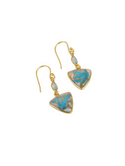 925 Sterling Silver Gold Plated Multi Turquoise Earrings for Women | Gemstone Earrings | Handmade Jewelry | Elegant Daily Wear Gift