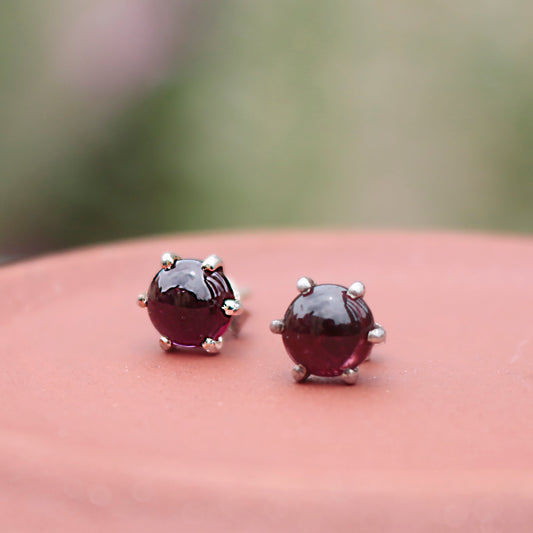 925 Silver Garnet Eartops for Women | Brown Gemstone Jewelry | Handcrafted Boho Gift