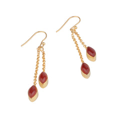 925 Sterling Silver Carnelian Earrings with 2.5 Micron Gold Plating | Handmade Gemstone Earrings for Women | Party Wear Jewelry