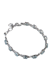 925 Sterling Silver Blue Topaz Bracelet for Women Handmade Gemstone Bracelet Elegant Jewelry Gift for Her