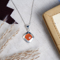 925 Sterling Silver Carnelian Pendant for Women | Gemstone Pendant | Handmade Silver Jewelry | Elegant Daily Wear Gift