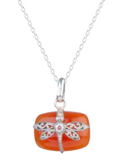 925 Sterling Silver Carnelian Pendant With 18 Inch Chain Handmade Gemstone Necklace for Women Elegant Jewelry Gift