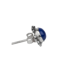 925 Sterling Silver Lapis Lazuli Eartops for Women |Blue Gemstone Stud Earrings | Elegant Office Wear Jewelry