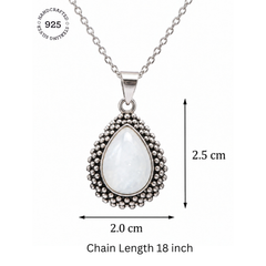 925 Sterling Silver Moonstone Gemstone Teardrop Pendant for Women
