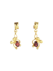 925 Sterling Silver Gold Plated Garnet Earrings for Women | Gemstone Earrings | Handmade Jewelry | Elegant Daily Wear Gift