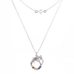 Fusionari 925 Sterling Silver Ganesh Ji Chakra Pendant for Women | Healing 7 Chakra Gemstone Pendant | Without Chain
