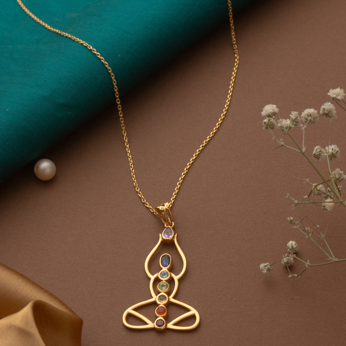 925 Sterling Silver Seven Chakra Gemstone Pendant