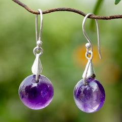 925 Sterling Silver Amethyst Earrings for Women | Handcrafted Blue Gemstone Jewelry | Bohemian Artistic Design