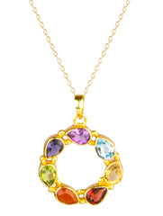 925 Sterling Silver Gold Plated Chakra Pendant for Women | Gemstone Pendant | Handmade Jewelry | Elegant Daily Wear Gift
