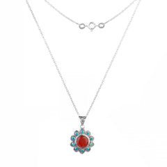 Fusionari 925 Sterling Silver Carnelian Pendant for Women | Orange Gemstone Pendant | Without Chain