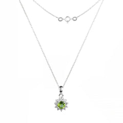 Fusionari 925 Sterling Silver Peridot Pendant for Women | Green Gemstone Jewelry | Without Chain