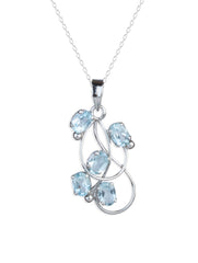 925 Sterling Silver Blue Topaz Pendant  Handmade Gemstone Necklace for Women Elegant Jewelry Gift