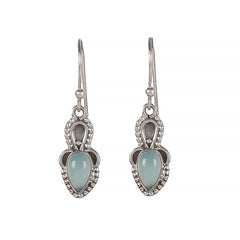 925 Sterling Silver Blue Chalcedony Earrings for Women | Soft Blue Gemstone Jewelry