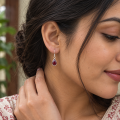 925 Sterling Silver Ruby Stud Earrings – Natural Ruby Gemstones for Women – Simple, Elegant Jewelry for Women & Girls