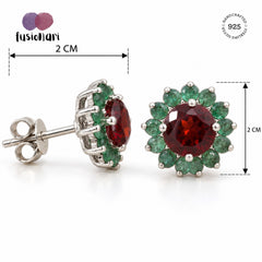 Surajmukhi – Garnet Floral Stud Earrings