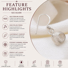 925 Sterling Silver Ball Drop Earrings for Women | Handmade Wire Sphere Dangle Hook Earrings for girls