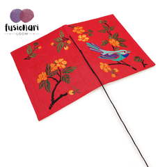 Handcrafted Embroidered Journal with Handmade Paper Fabric Cover & Bahi Khata Closure Diary for Writing Sketching & Gifting | Red | 8 x 5 inches