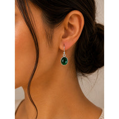 925 Sterling Silver Malachite Gemstone Dangle Earrings for Women