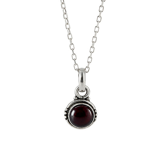 925 Sterling Silver Garnet Gemstone Classic Round Design Pendant