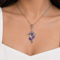 925 Silver Handmade Amethyst Oval Floral Leaf Design Pendant