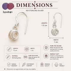 925 Sterling Silver Ball Drop Earrings for Women | Handmade Wire Sphere Dangle Hook Earrings for girls