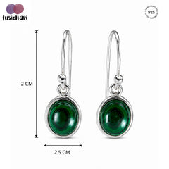 925 Sterling Silver Malachite Gemstone Dangle Earrings for Women