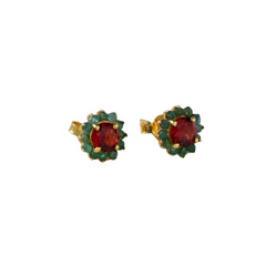 Surajmukhi – Garnet Gold-Plated Stud Earrings