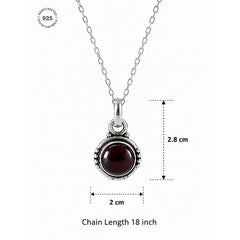 925 Sterling Silver Garnet Gemstone Classic Round Design Pendant