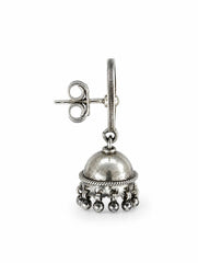 925 Sterling Silver Jhumka Earrings for Women Concentric Round Top with Dome Pendant
