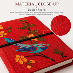 Handcrafted Embroidered Journal with Handmade Paper Fabric Cover & Bahi Khata Closure Diary for Writing Sketching & Gifting | Red | 8 x 5 inches