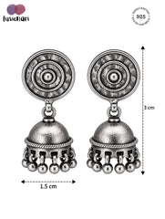 925 Sterling Silver Jhumka Earrings for Women Concentric Round Top with Dome Pendant