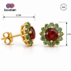 Surajmukhi – Garnet Gold-Plated Stud Earrings