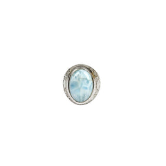 925 Silver Ring Larimar Oval Cabochon Bezel Setting