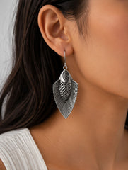 925 Sterling Silver Oxidized Fish Shape Drop Earrings for Women, Detailed Design with Hook Closure