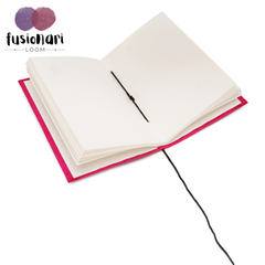 Handcrafted Embroidered Journal with Handmade Paper Fabric Cover & Bahi Khata Closure Diary for Writing Sketching & Gifting | Pink | 7 x 5 inches